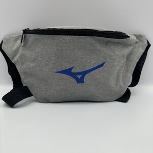 Gray Mizuno Waist Pouch Belt Bag With Blue Logo Unisex Adjustable